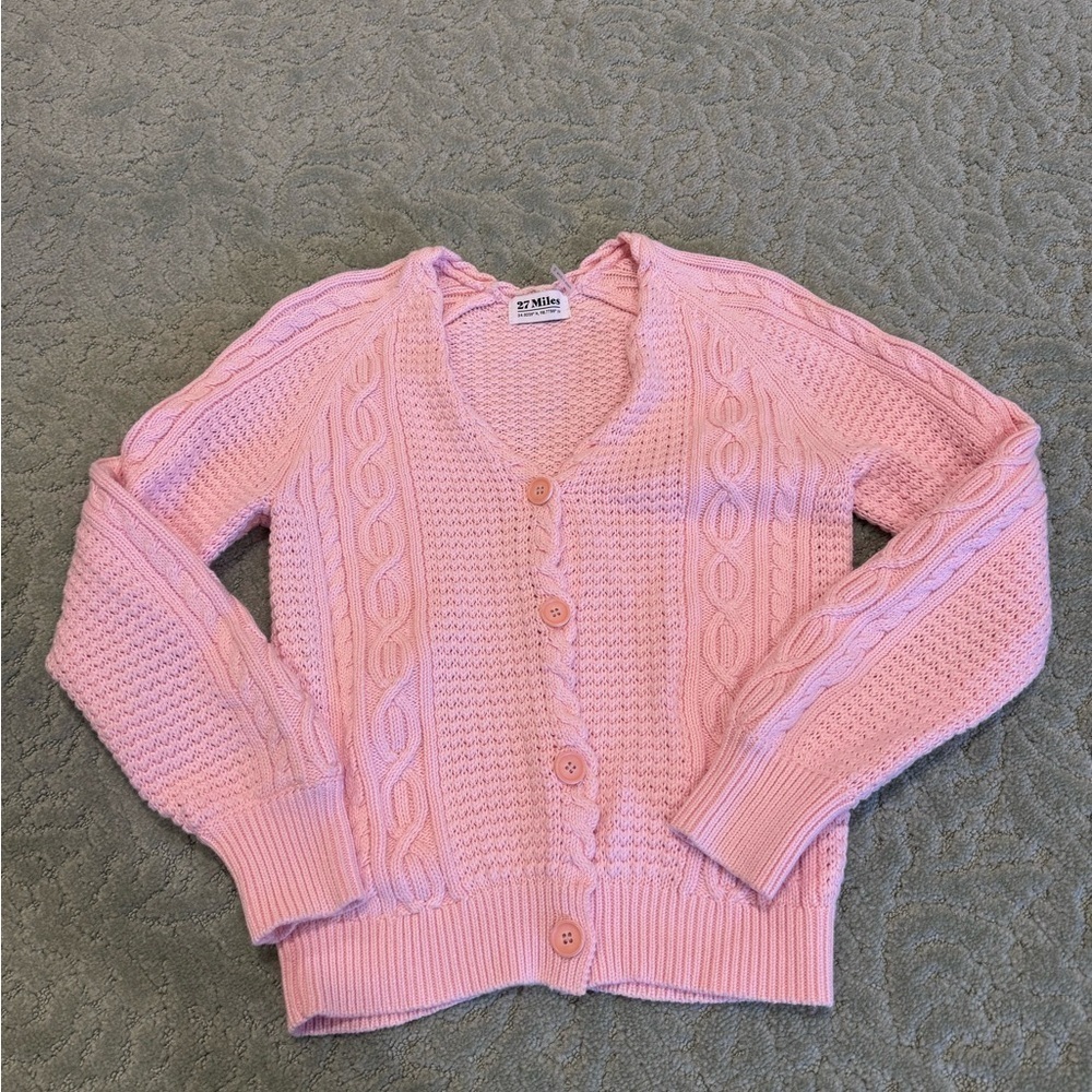 27 Miles Malibu Revolve Pink Cotton Open Cable Knit  Maiken Sweater Size XS - Picture 2 of 9